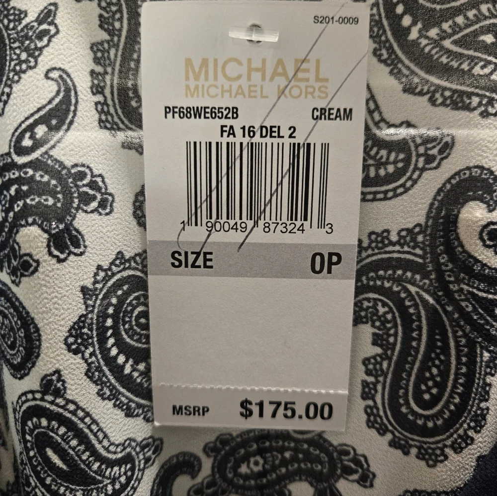 Michael By Michael Kors Navy and White Paisley Wrap Dress Size 0P